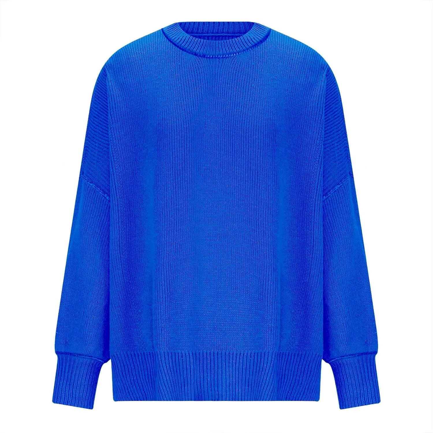 Womens 2023 Oversized Sweaters Batwing Long Sleeve Pullover Sweaters Side Slit Ribbed Knit Sweaters Jumper Tops