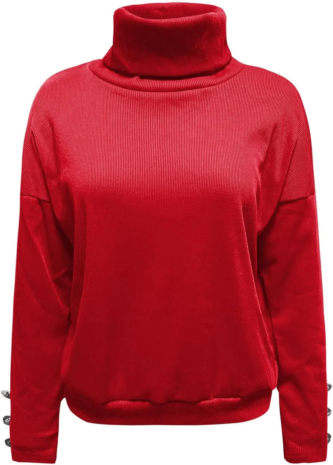 Womens 2023 Turtleneck Sweaters Long Sleeve Fall Sweaters Solid Ribbed Knitted Sweaters Casual Pullover Tops