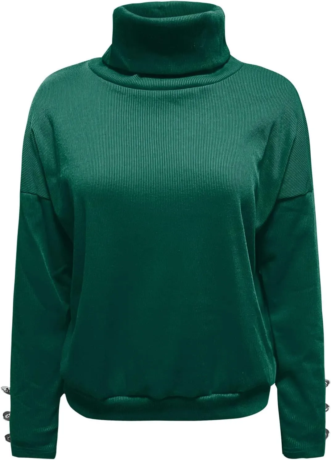 Womens 2023 Turtleneck Sweaters Long Sleeve Fall Sweaters Solid Ribbed Knitted Sweaters Casual Pullover Tops