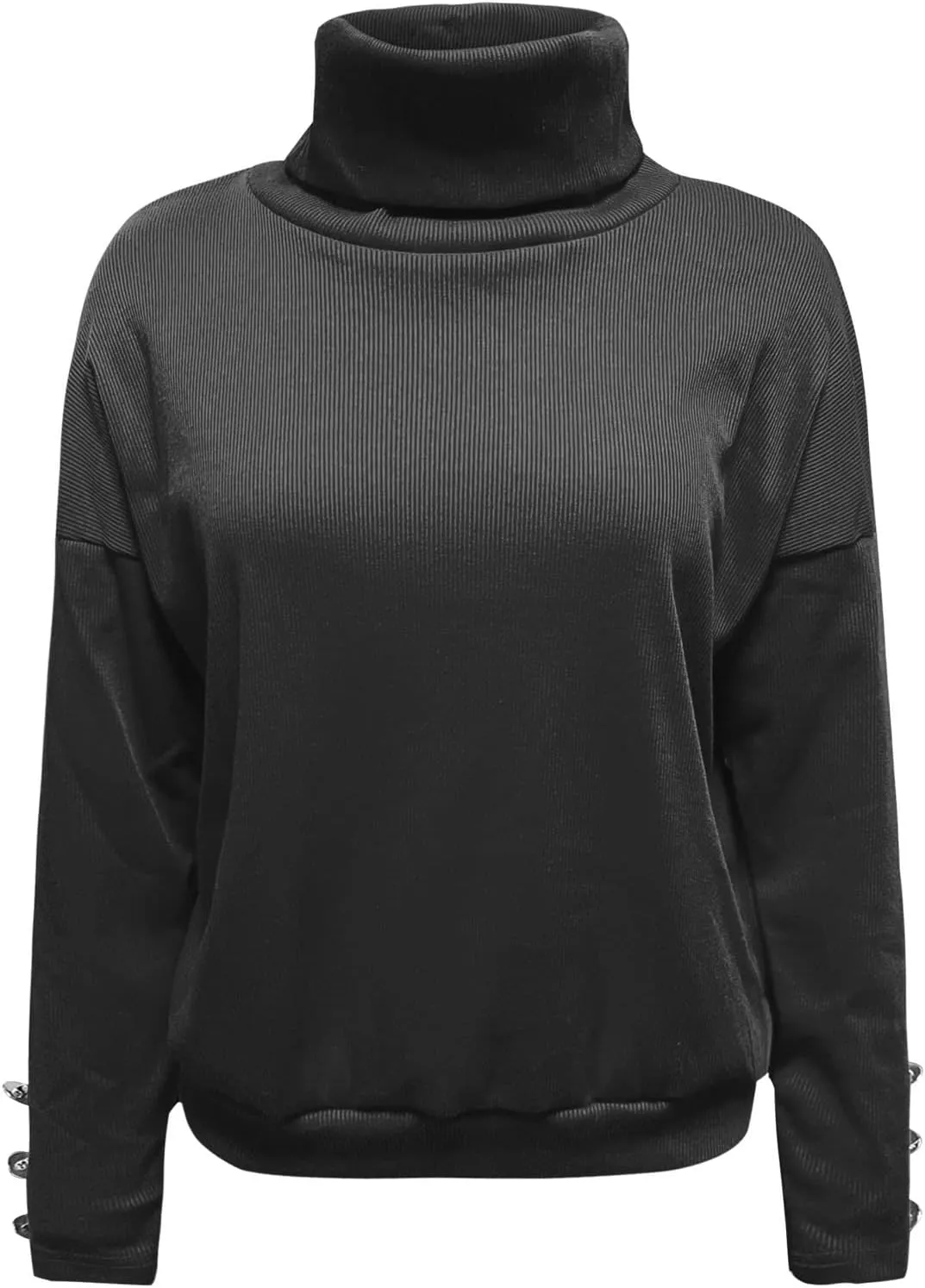 Womens 2023 Turtleneck Sweaters Long Sleeve Fall Sweaters Solid Ribbed Knitted Sweaters Casual Pullover Tops