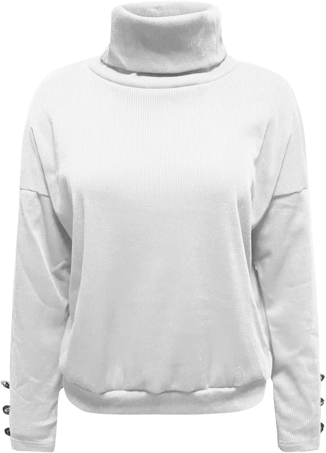 Womens 2023 Turtleneck Sweaters Long Sleeve Fall Sweaters Solid Ribbed Knitted Sweaters Casual Pullover Tops