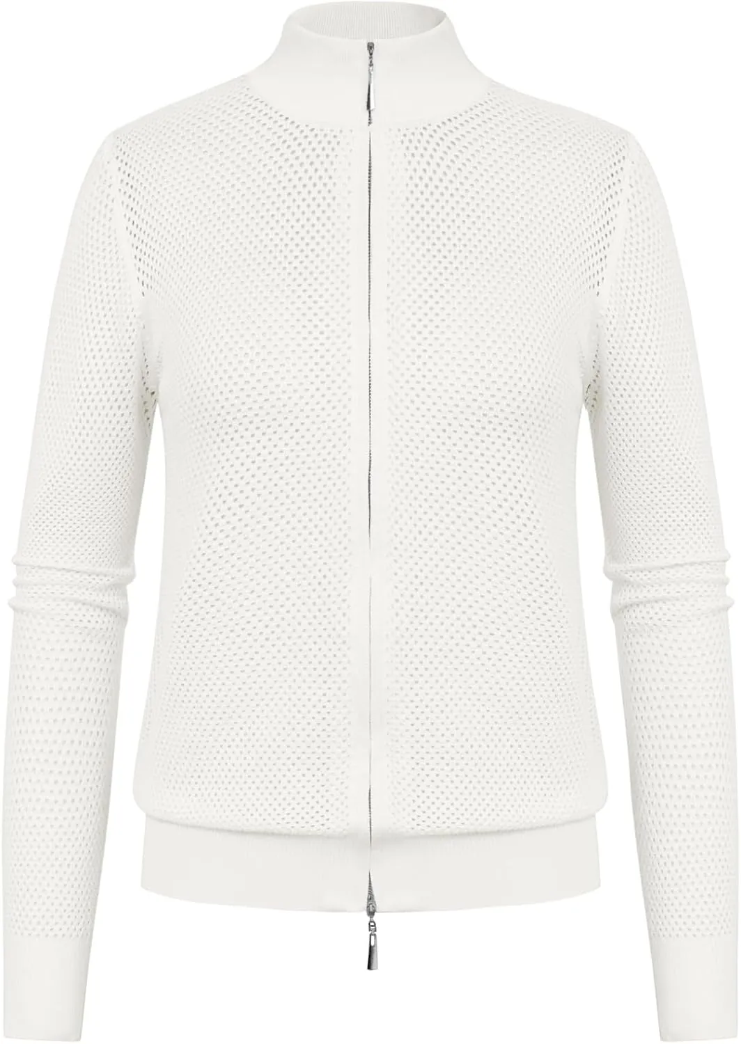 Women's 2025 Summer Mesh Cardigan Lightweight Long Sleeve Zip Up Crochet Knit Sweater Jacket Athleisure Outfits