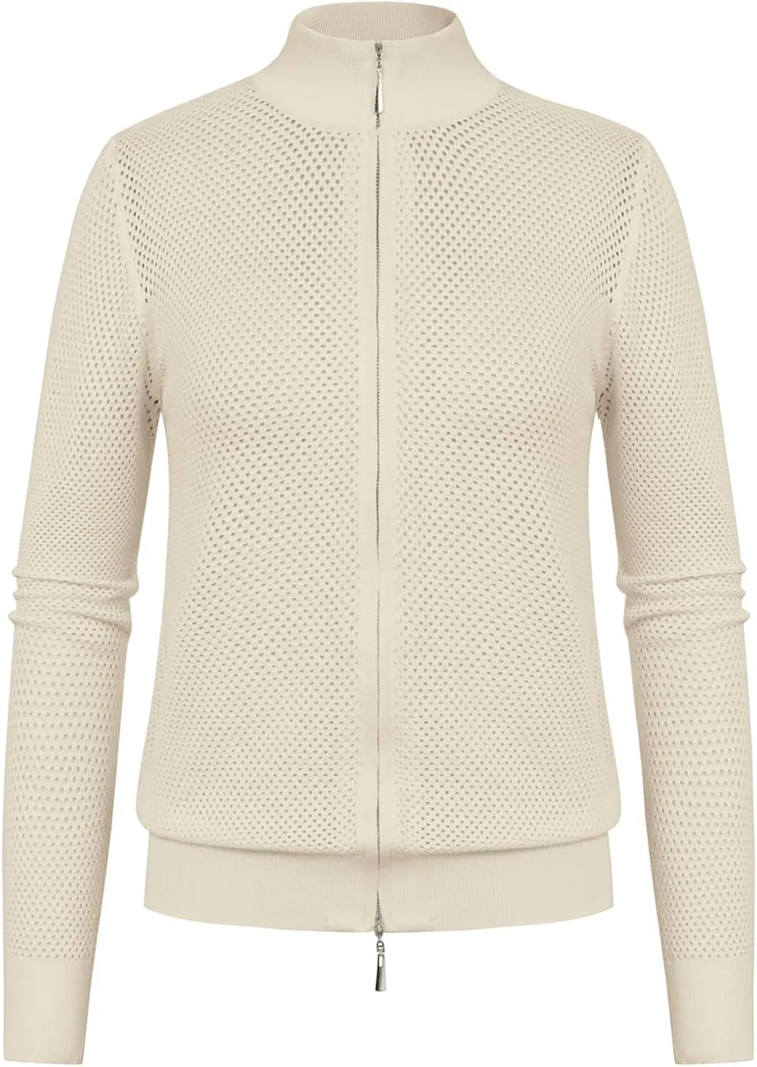 Women's 2025 Summer Mesh Cardigan Lightweight Long Sleeve Zip Up Crochet Knit Sweater Jacket Athleisure Outfits