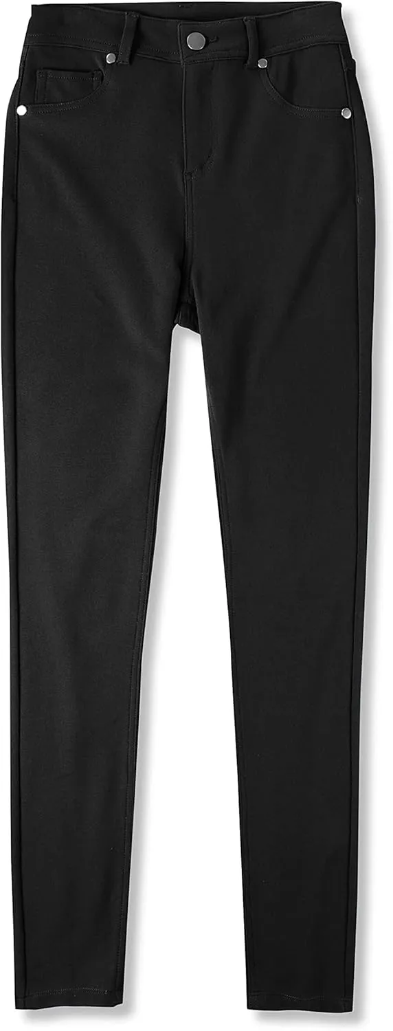 Womens Active High Waist Compression Button Up Spandex Yoga Jean Pants Stretchy Athleisure Daily Leggings