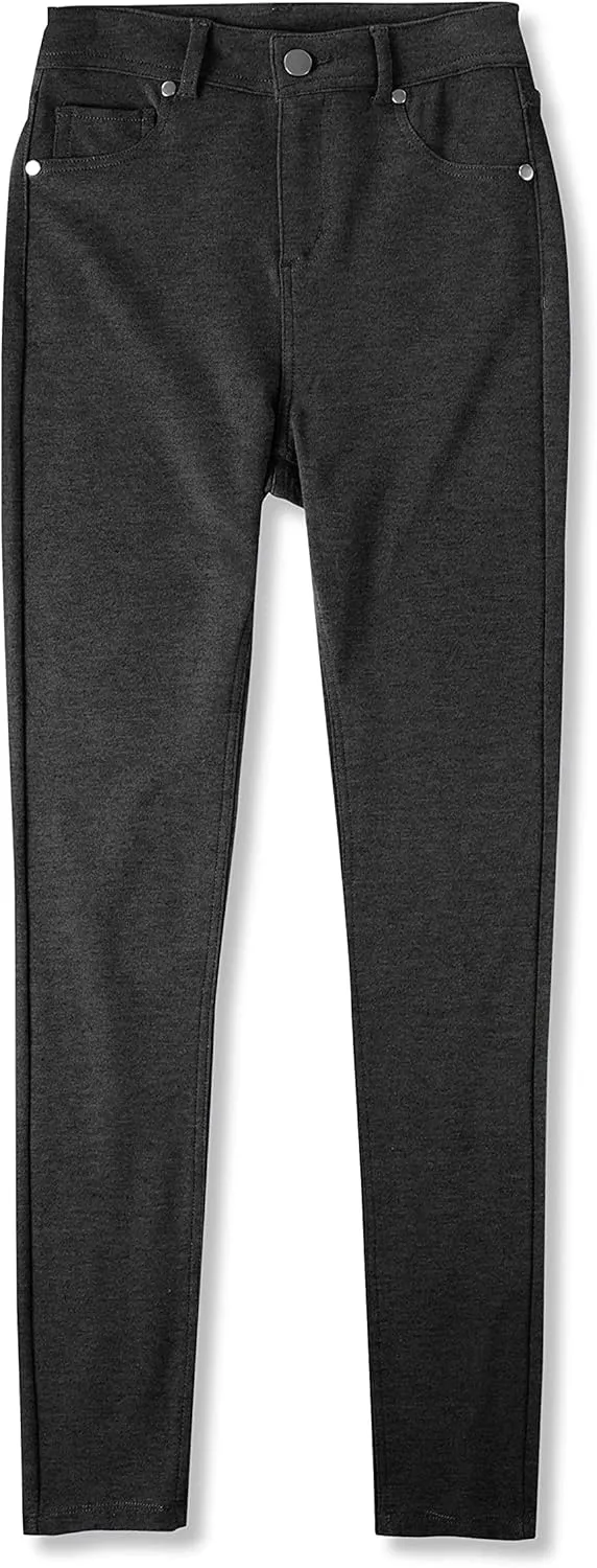 Womens Active High Waist Compression Button Up Spandex Yoga Jean Pants Stretchy Athleisure Daily Leggings
