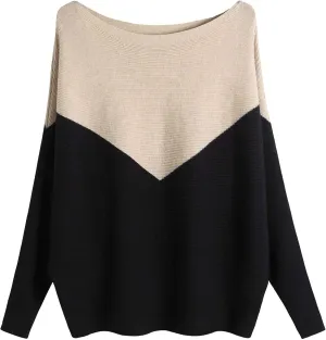 Women's Boat Neck Batwing Sleeves Dolman Fall Winter Knitted Sweaters Pullovers Tops