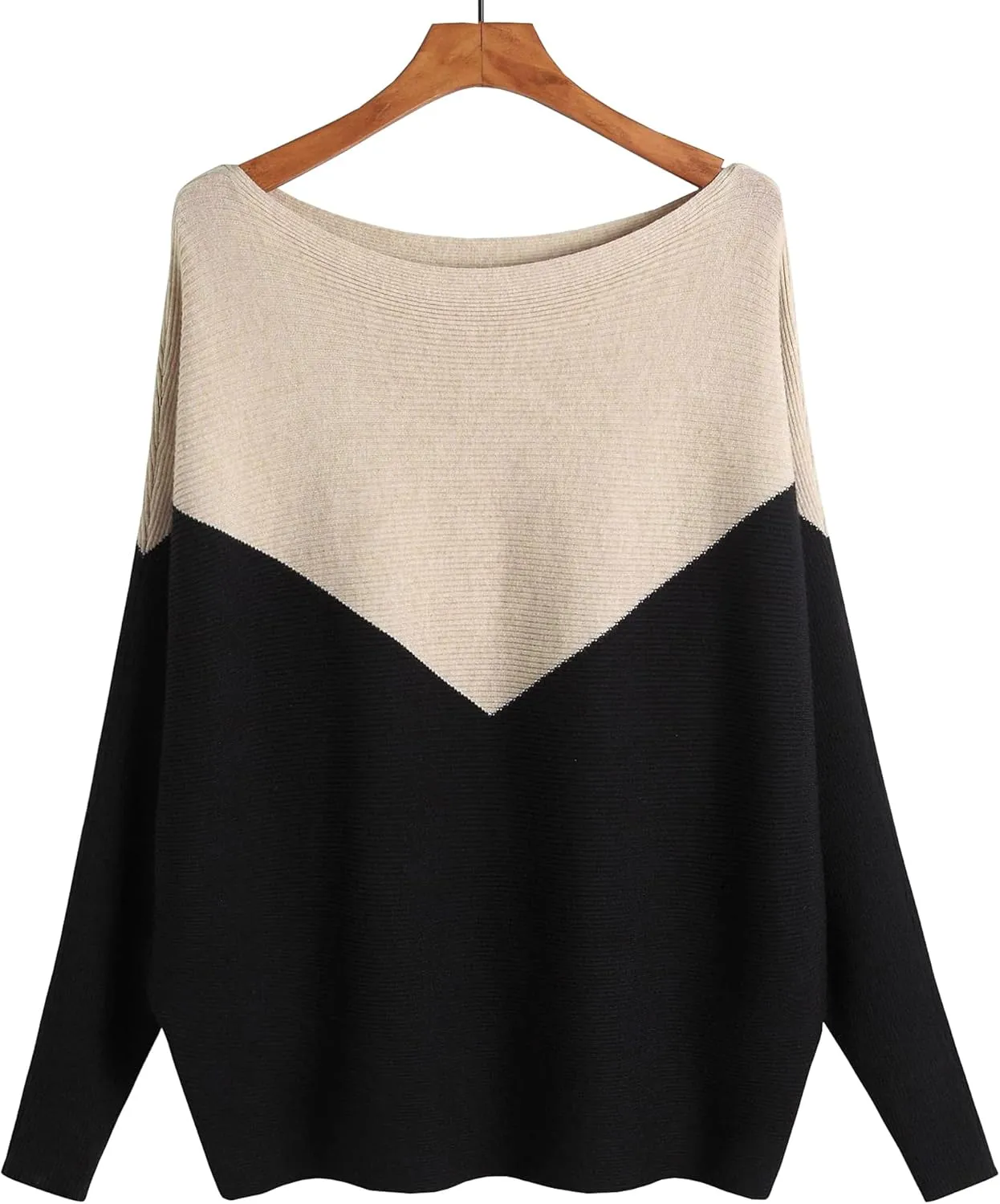 Women's Boat Neck Batwing Sleeves Dolman Fall Winter Knitted Sweaters Pullovers Tops