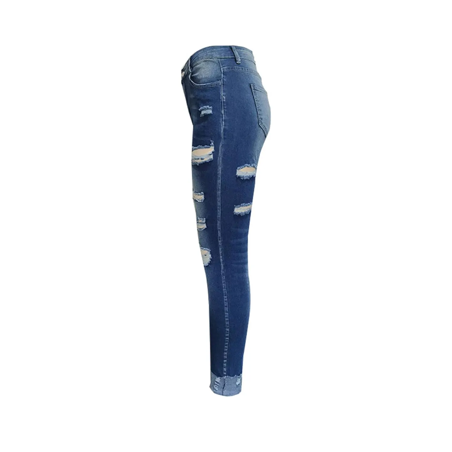 Women's Butt Lift Ripped Denim Skinny Jeans Cute Distressed Jeans Stretch Skinny Comfy Jeans with Hole (Large,Blue 2)