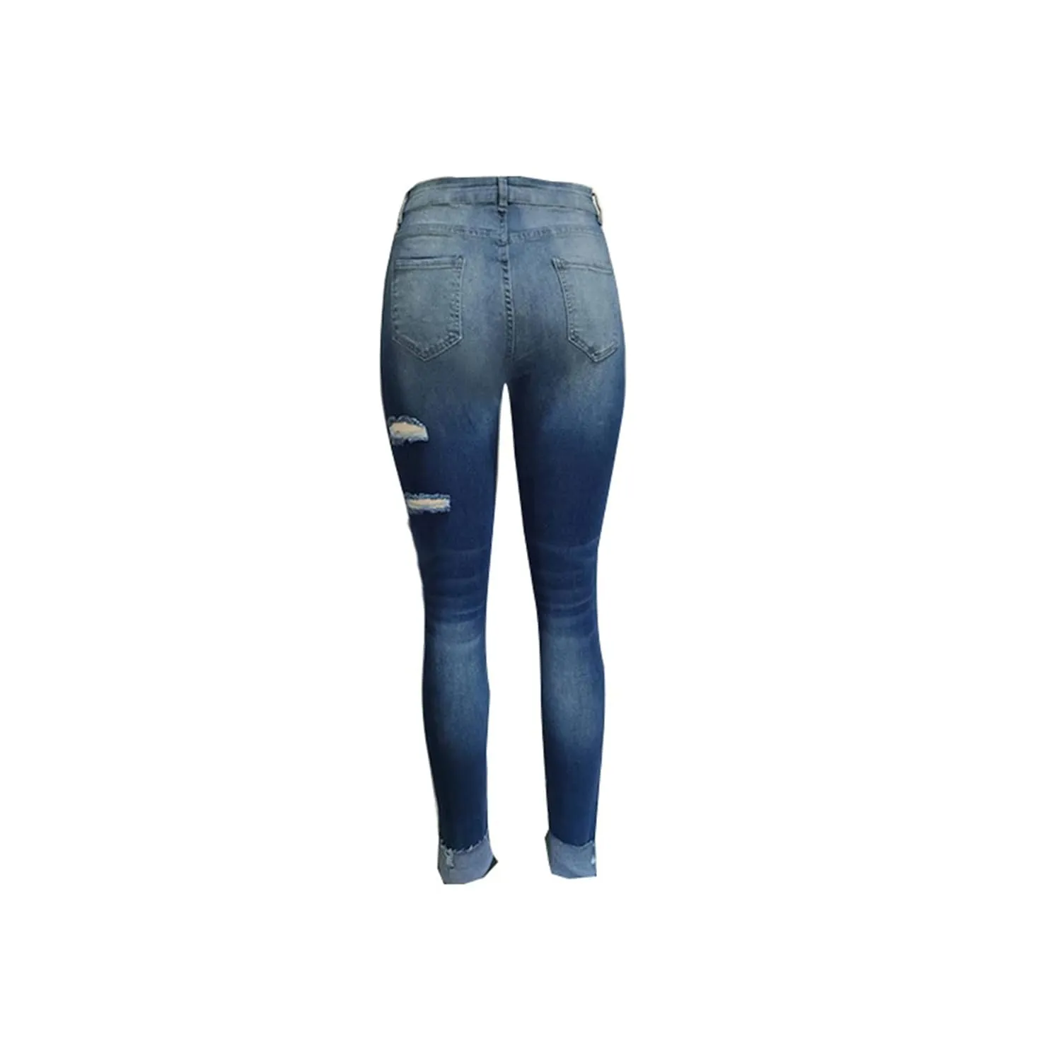 Women's Butt Lift Ripped Denim Skinny Jeans Cute Distressed Jeans Stretch Skinny Comfy Jeans with Hole (Large,Blue 2)