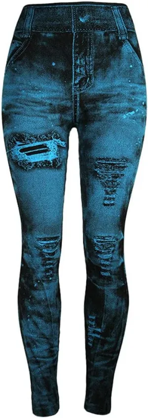 Women's Casual Skinny Jeans Fashion High Rise Pull On Skinny Leg Slimming Button Fly Jeans Denim Pants