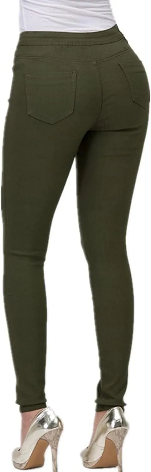 Women's Casual Skinny Jeans Ripped Distressed High Rise Pull On Skinny Leg Slimming Fitted Denim Ankle Jeans Pants