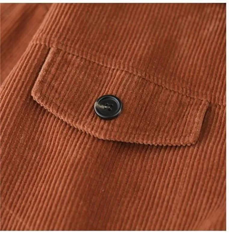 Women's Corduroy Denim Jacket Short Solid Lapel Office Denim Jacket