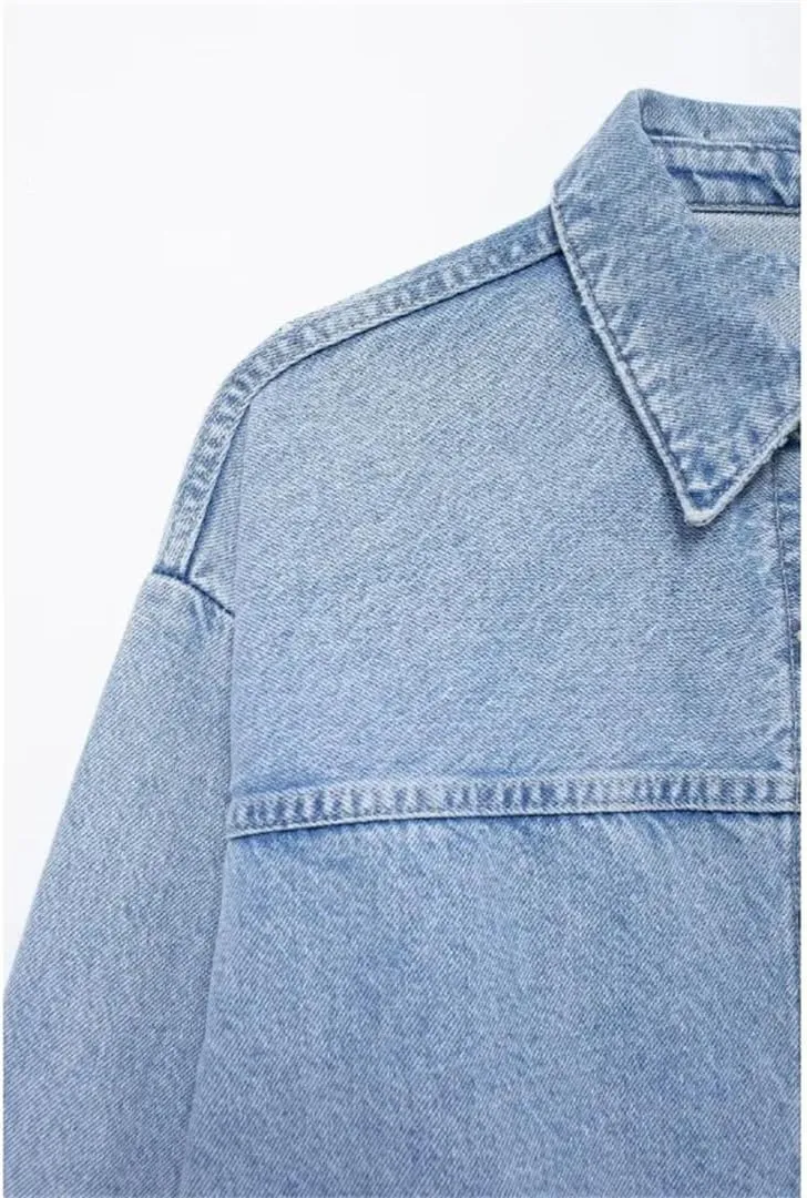 Women's Denim Jacket Summer Blue Single Breasted Y2k Denim Jacket