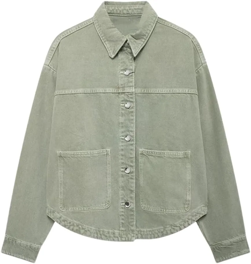 Women's Denim Jacket Summer Blue Single Breasted Y2k Denim Jacket