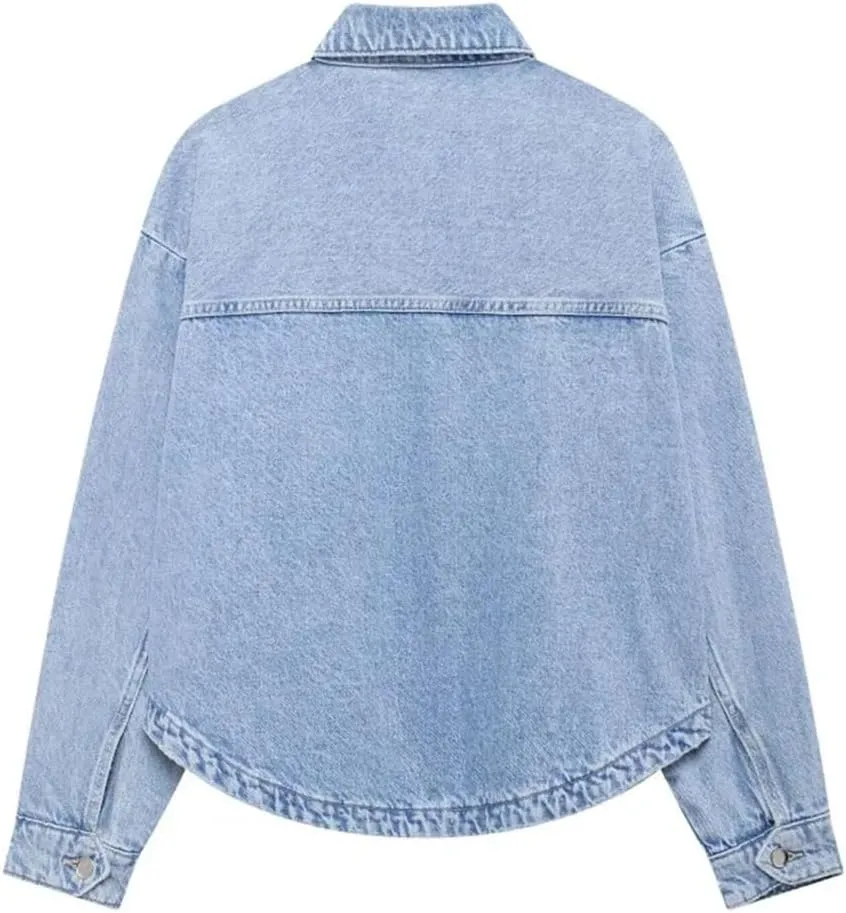 Women's Denim Jacket Summer Blue Single Breasted Y2k Denim Jacket