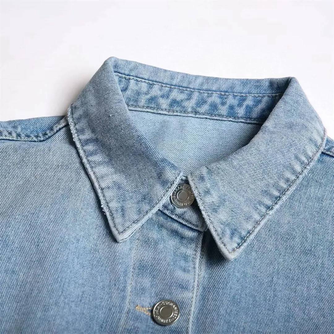 Women's Denim Outerwear Jacket Vintage Jeans Coats Denim Shirt Denim Tops
