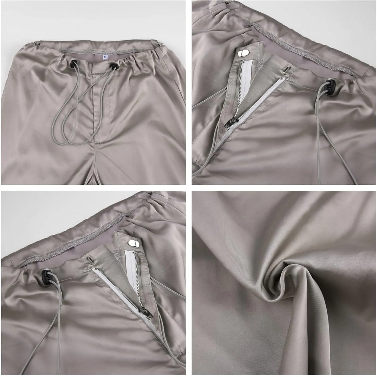 Women's Drawstring Elastic Waist Athleisure Pants Joggers with Pocket Loose Wide Leg Straight Trousers