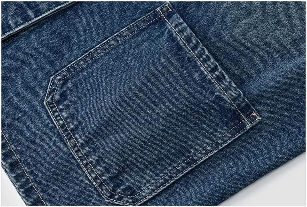 Women's Drop Shoulder Denim Jacket Cotton Lapel Casual Loose Denim Jacket