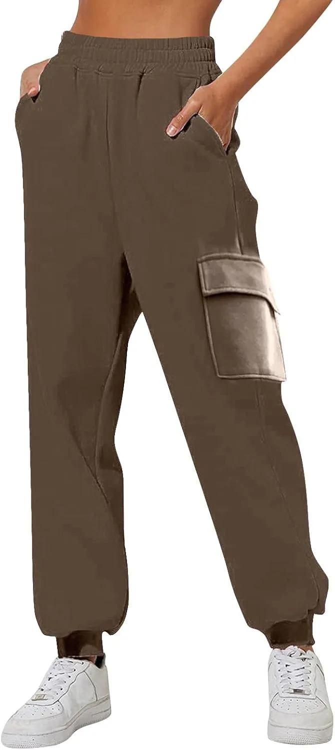 Women's Fleece Lined Sweatpants High Waisted Jogger Pants Warm Summer Workout Lounge Bottoms