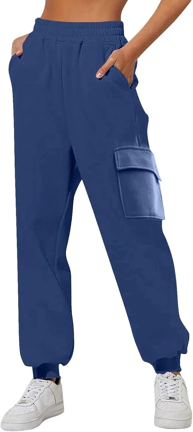 Women's Fleece Lined Sweatpants High Waisted Jogger Pants Warm Summer Workout Lounge Bottoms