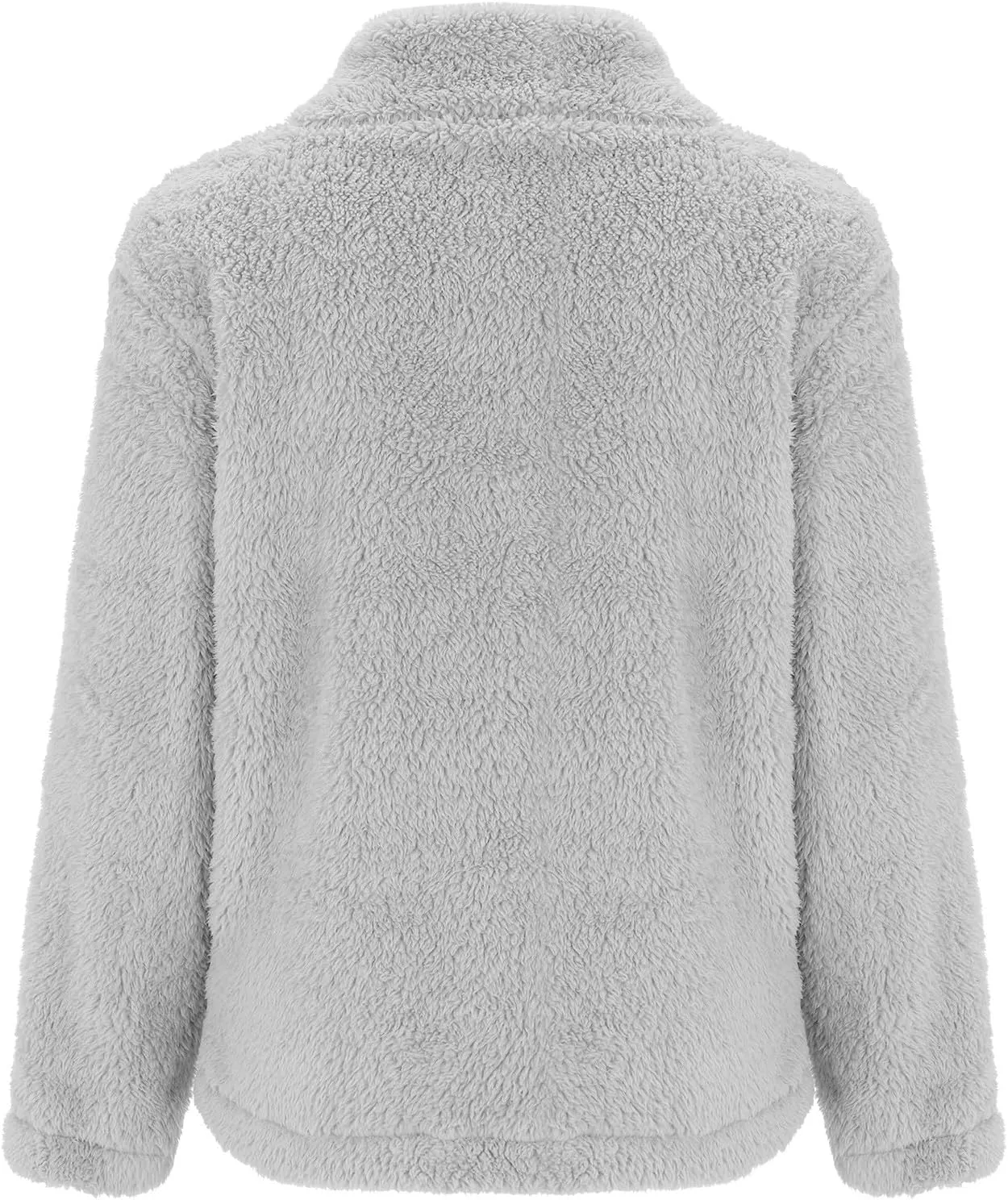 Womens Full Zip Sherpa Fleece Jacket Solid Color Fuzzy Teddy Coat Lightweight Warm Winter Casual Outfits with Pockets