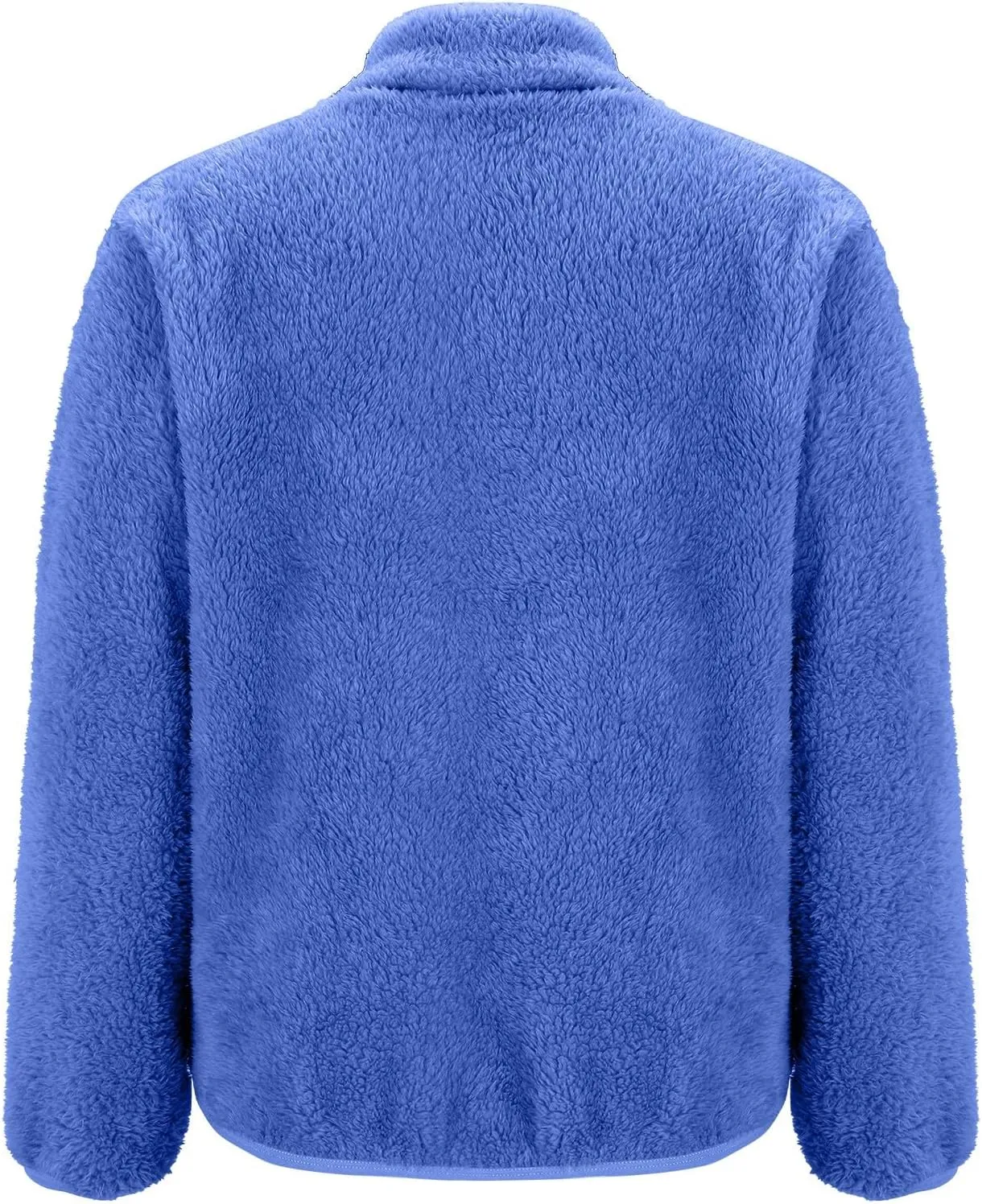 Womens Full Zip Sherpa Fleece Jacket Solid Color Fuzzy Teddy Coat Lightweight Warm Winter Casual Outfits with Pockets