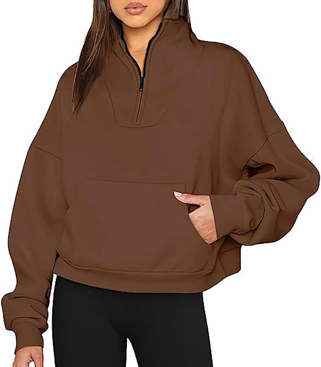 Women's Graphic Sweatshirts Long Sleeve Casual Lapel Pullover Half Zip Sweatshirts Thumb Hole Cropped, S-3XL