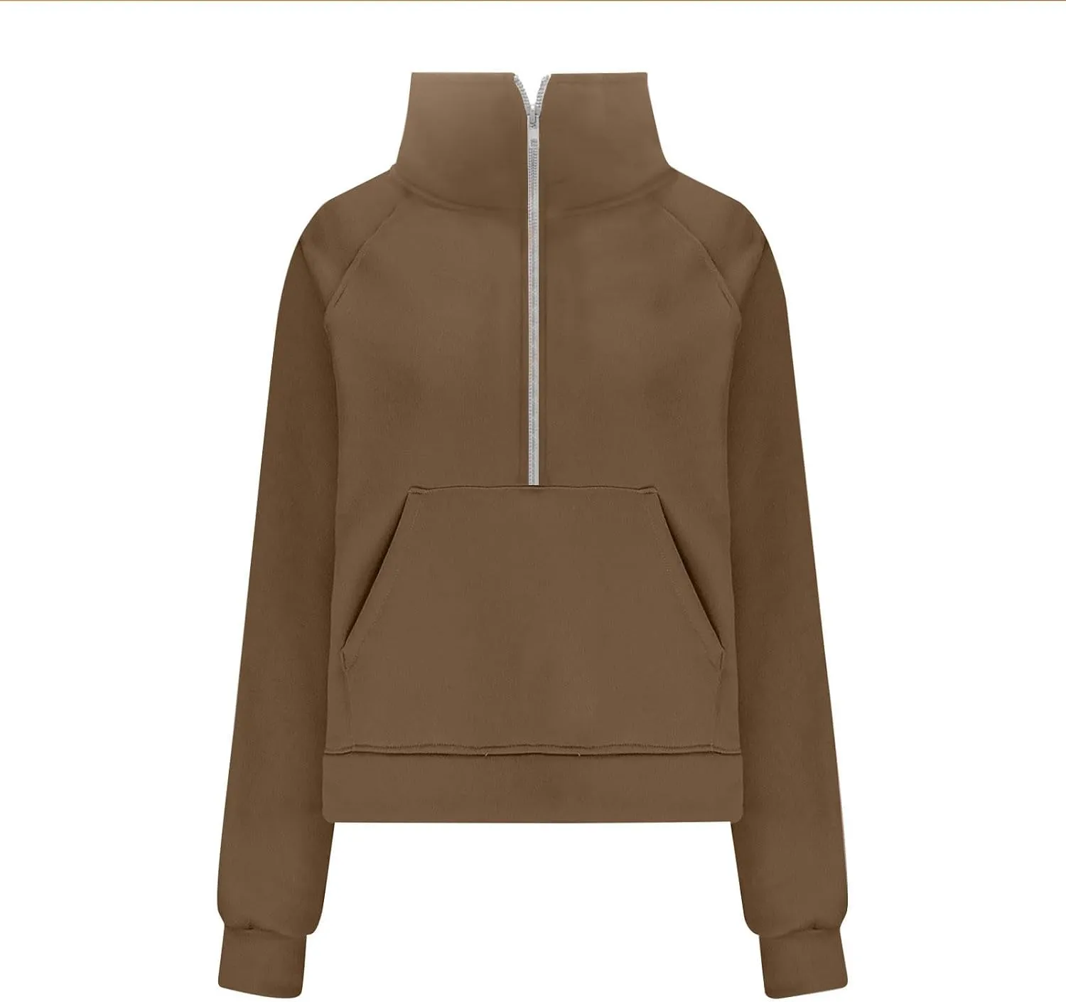 Womens Half Zip Pullover Cropped Sweatshirts Fleece Quarter Zipper Hoodies Workout Sweater Fall Outfits Thumb Hole