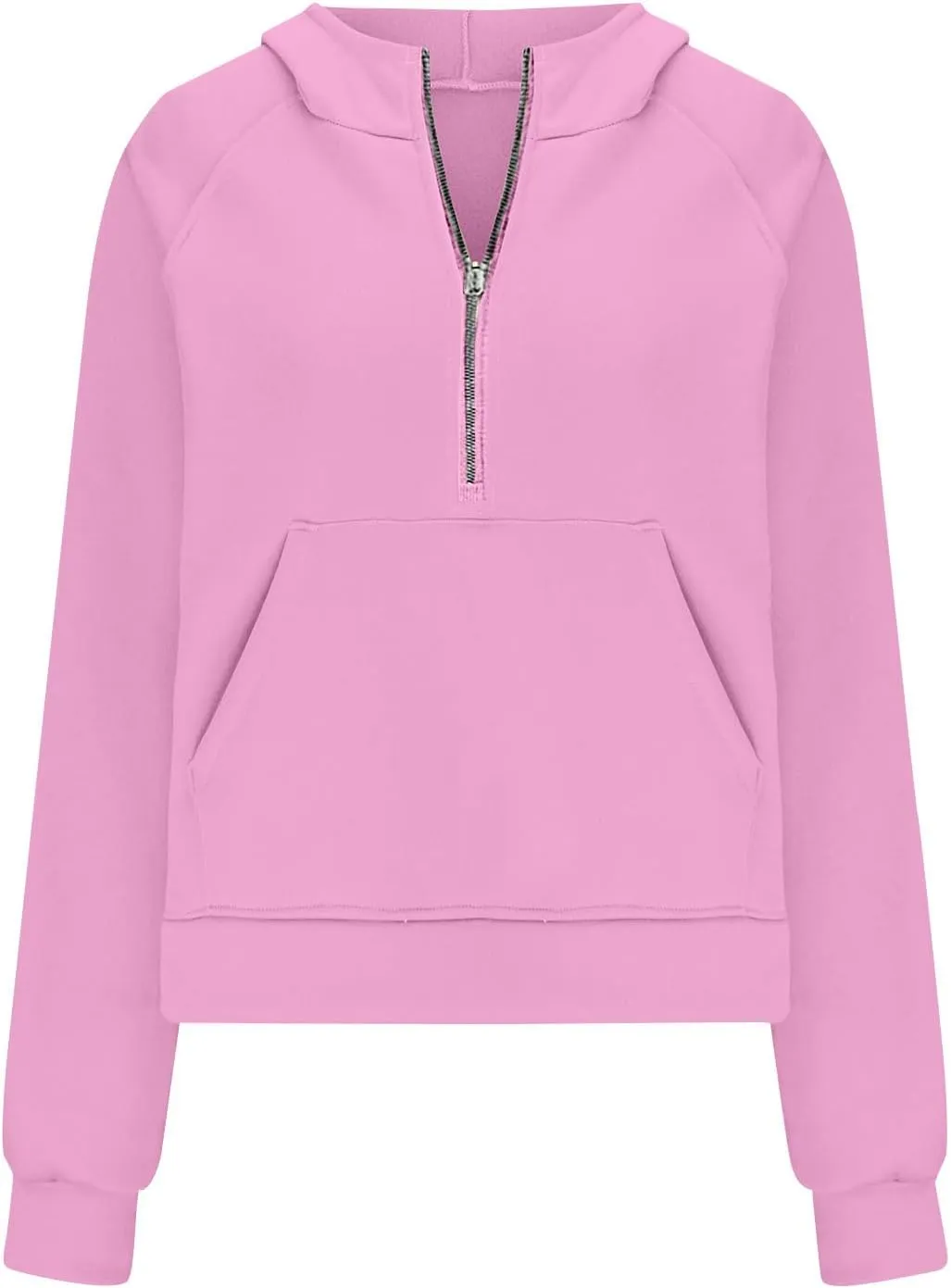 Womens Half Zip Sweatshirts 2024 Fleece Hooded Pullover Sweatshirts Thumb Hole Cropped Long Sleeve Tops with Pockets