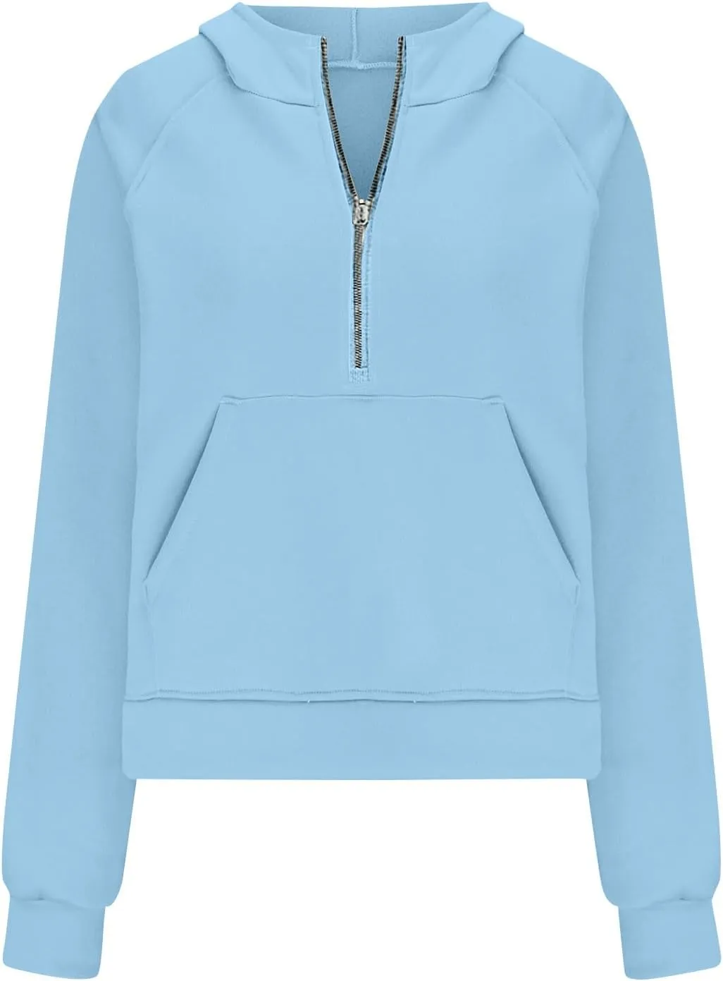 Womens Half Zip Sweatshirts 2024 Fleece Hooded Pullover Sweatshirts Thumb Hole Cropped Long Sleeve Tops with Pockets