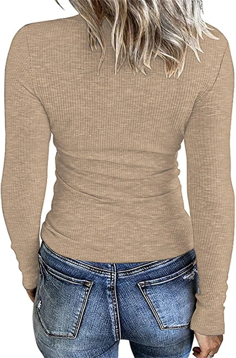 Womens Henley Shirts Casual Button Down Blouses Long Sleeve V Neck T Shirts Slim Fit Summer Tops Basic Tunic Tops