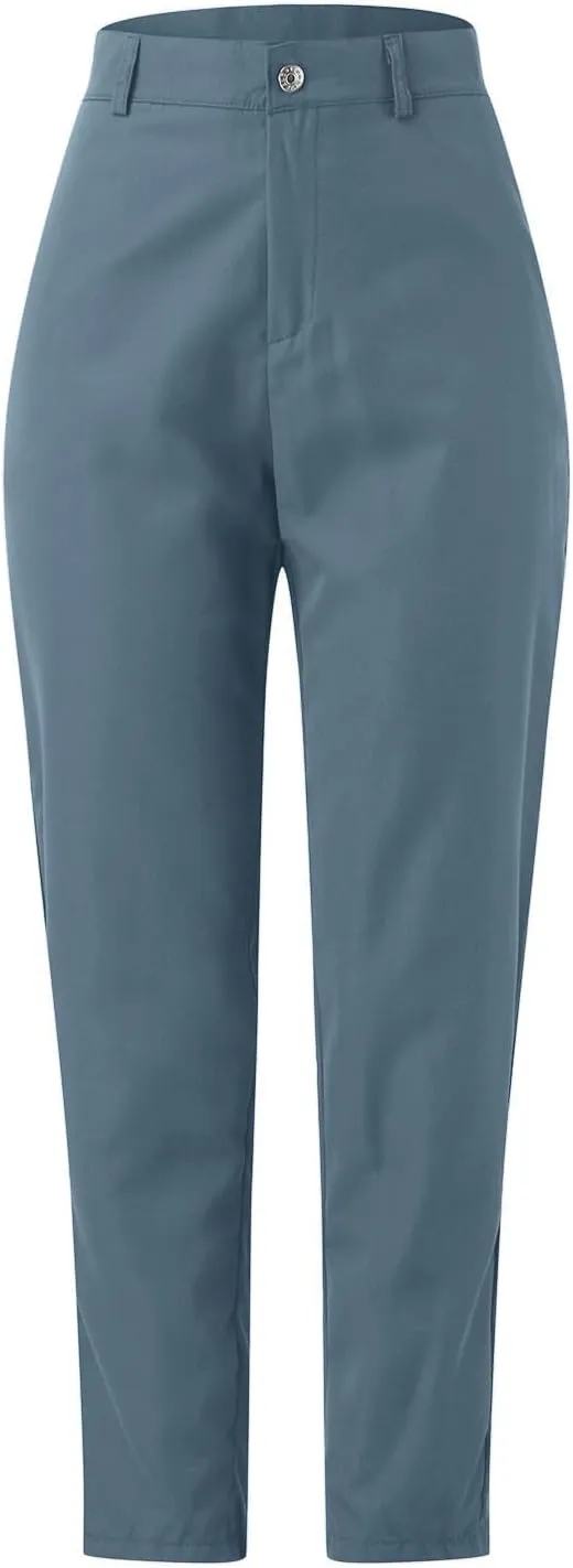 Women's High Waisted Business Pants Straight Leg Pleated Elegant Office Slacks Stretchy Dress Trousers with Pockets