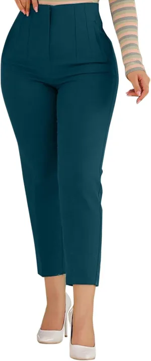 Womens High Waisted Fashion Pants 2025 Trendy Skinny Business Work Casual Pencil Trousers with Pockets