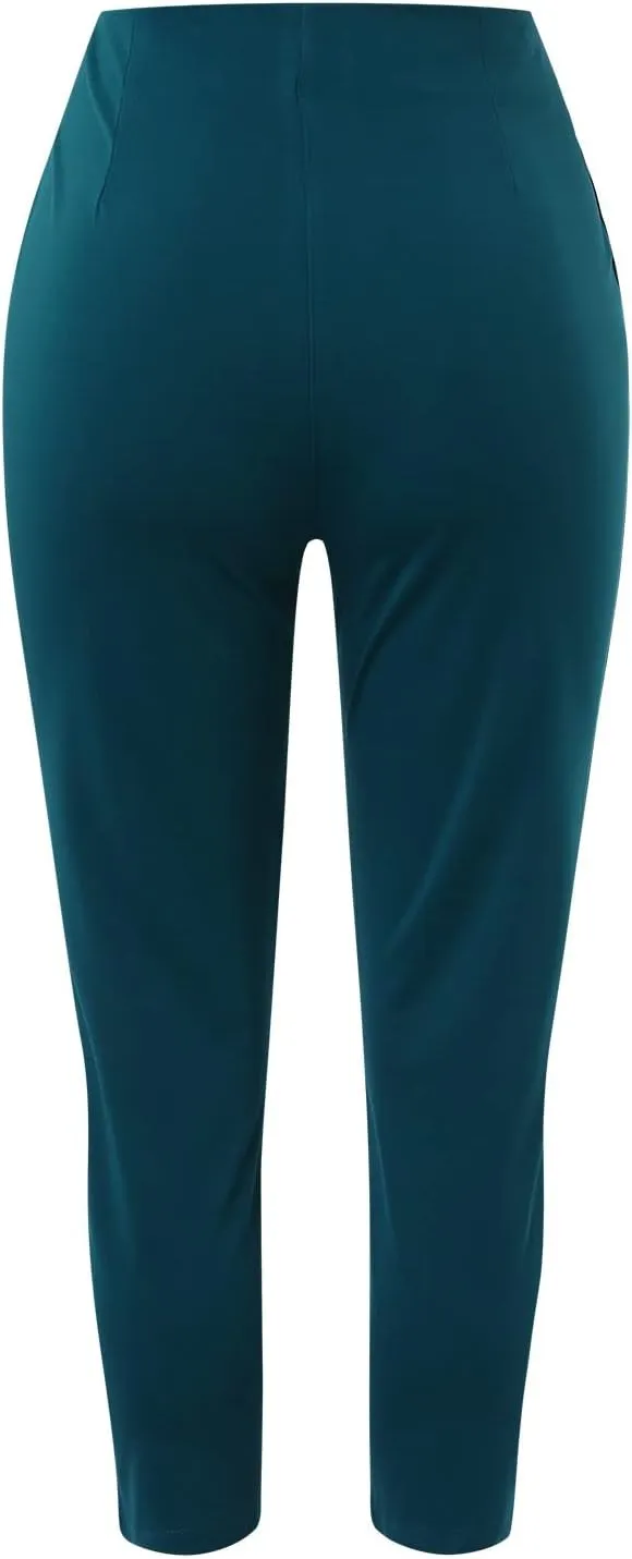 Womens High Waisted Fashion Pants 2025 Trendy Skinny Business Work Casual Pencil Trousers with Pockets