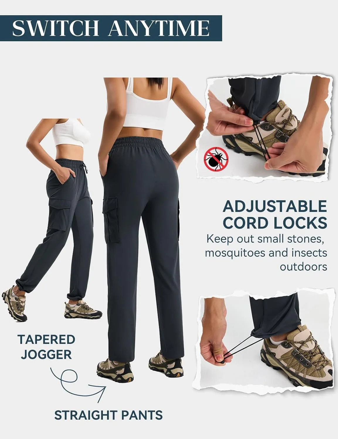 Women's Hiking Pants Lightweight Cargo Quick Dry Water Resistant UPF50  Travel Outdoor Work Pants Safari Pockets