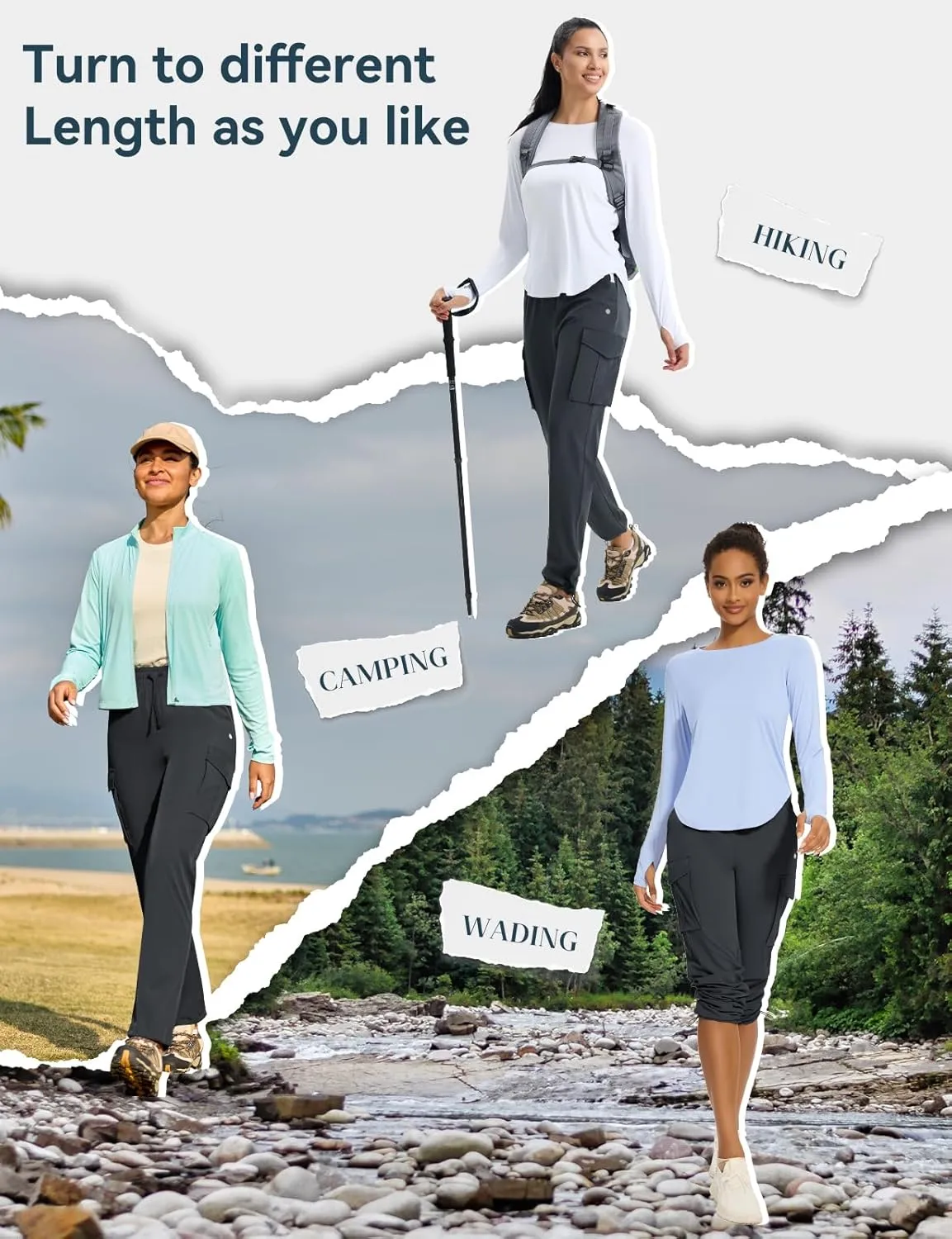 Women's Hiking Pants Lightweight Cargo Quick Dry Water Resistant UPF50  Travel Outdoor Work Pants Safari Pockets