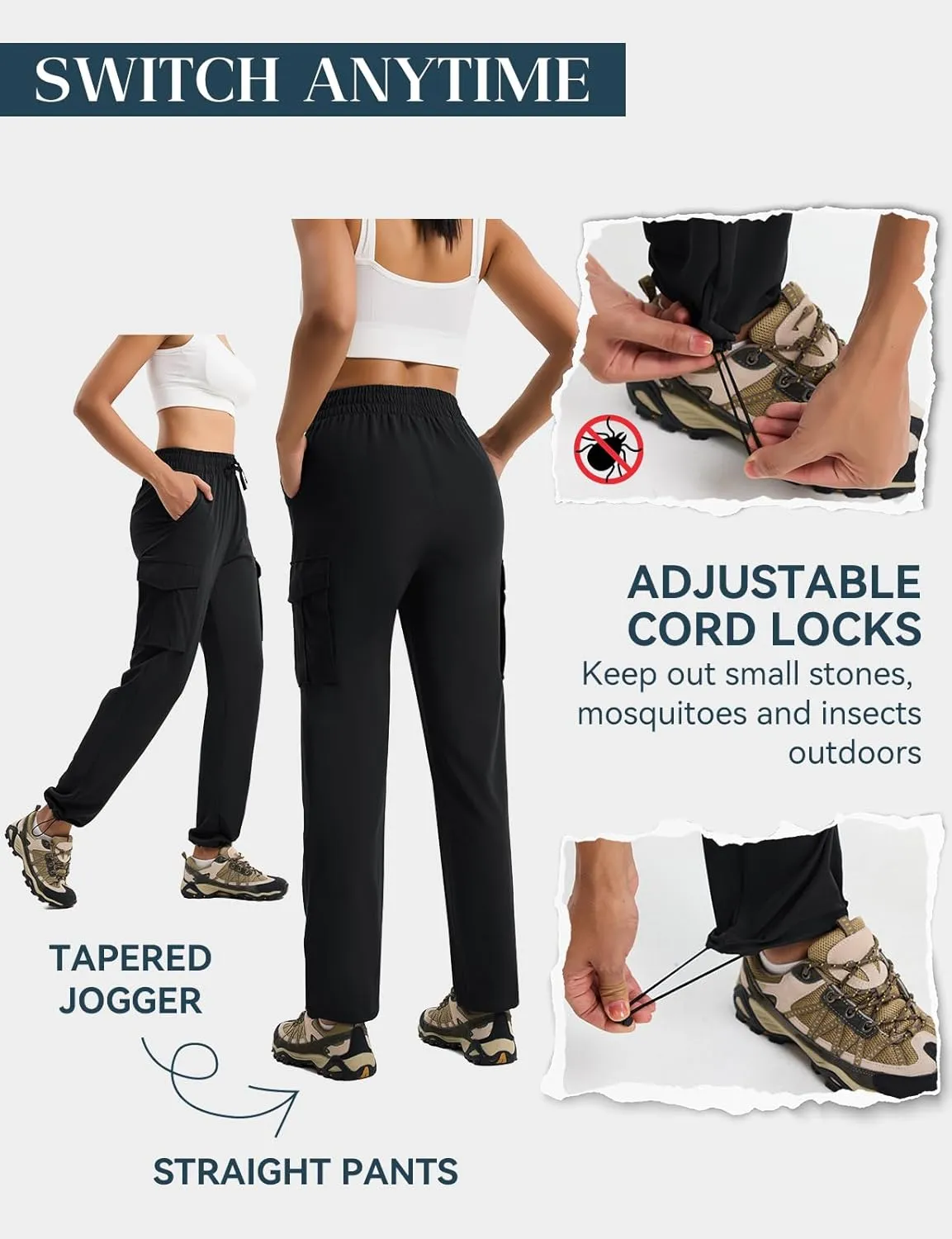 Women's Hiking Pants Lightweight Cargo Quick Dry Water Resistant UPF50  Travel Outdoor Work Pants Safari Pockets