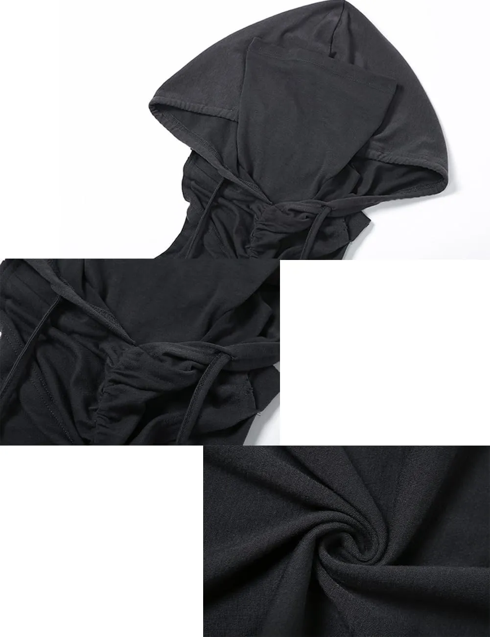 Women's Hooded Crop Tank Top Y2K Streetwear Sleeveless Hoodies Workout Rave Festival Tops
