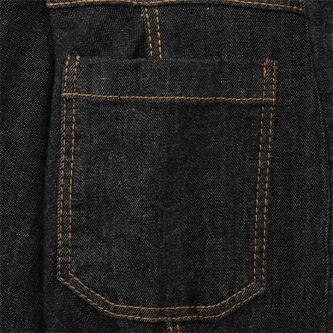 Women's Long Sleeve Denim Jacket Lightweight V-Neck Single-Breasted Waisted Denim Jacket