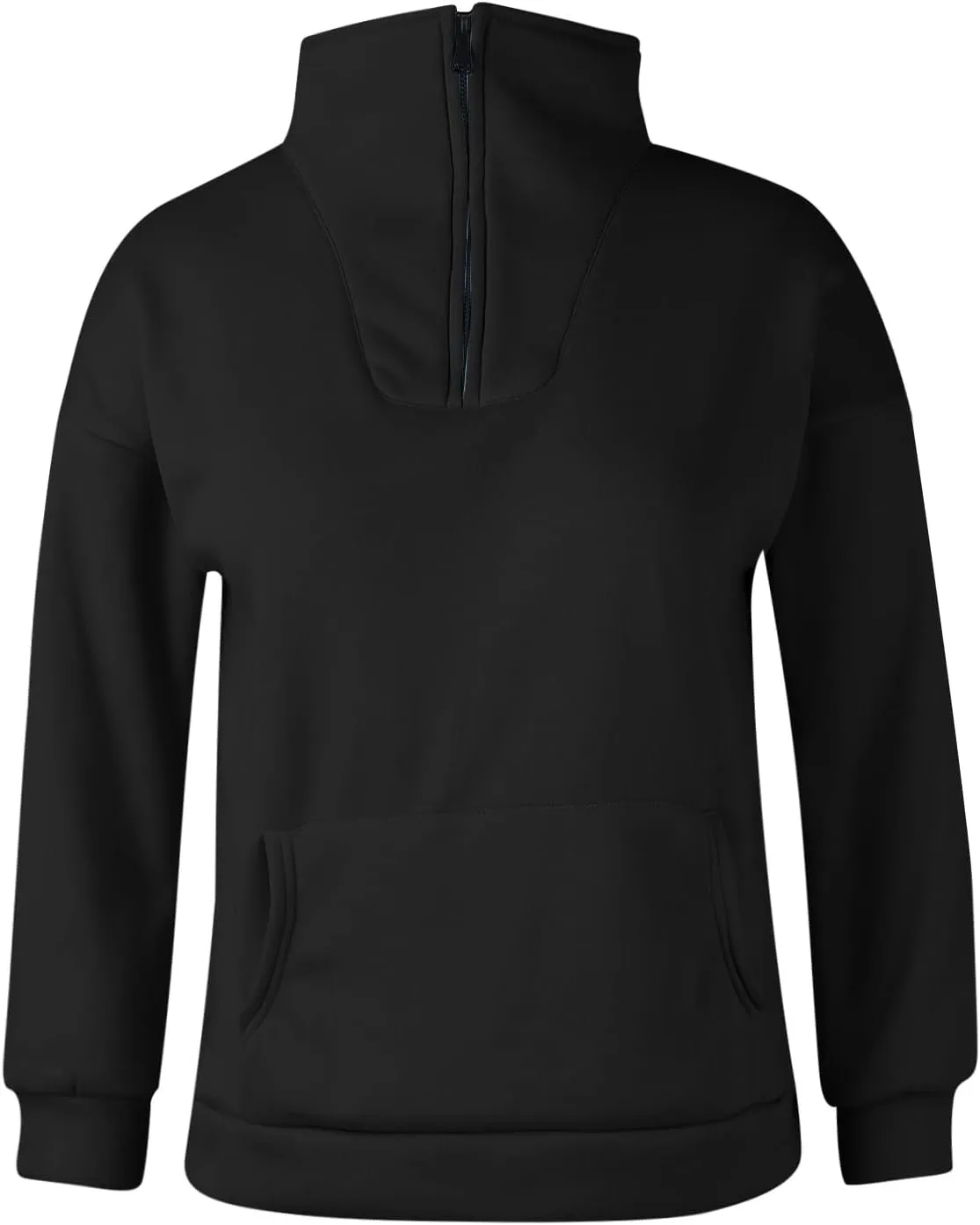 Womens Long Sleeve Solid Color Half Zip Sweatshirts Fall Winter Trendy Outfits Hoodies With Pockets Workout Pullover