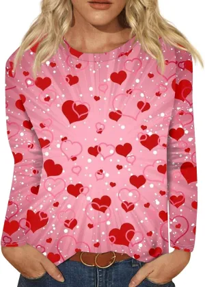 Womens Long Sleeve Tops Fall Shirt Women Dressy Casual Plus Size Round Neck Cute Tops