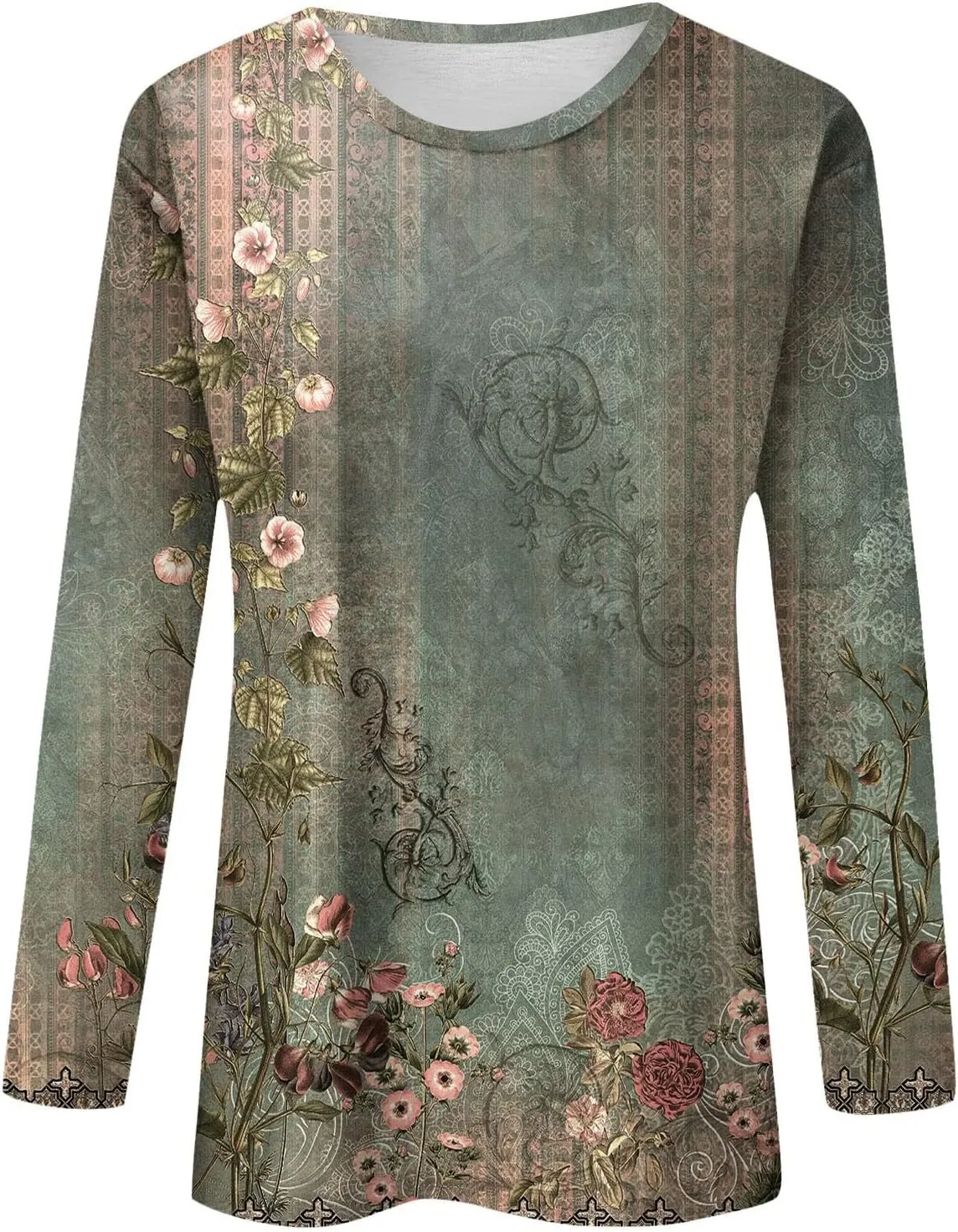 Womens Long Sleeve Tops Fall Shirt Women Dressy Casual Plus Size Round Neck Cute Tops