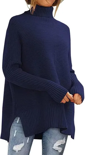 Womens Oversized Chunky Sweaters Turtleneck Long Sleeve Casual Pullovers Trendy Cable Knit Sweater