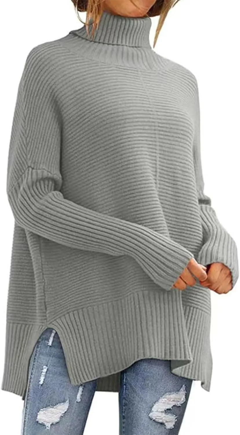 Womens Oversized Chunky Sweaters Turtleneck Long Sleeve Casual Pullovers Trendy Cable Knit Sweater