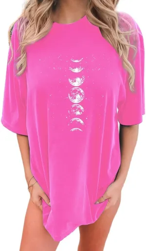 Womens Oversized Graphic Tees Moon Printed Tshirts Butterfly Shirt Vintage Summer Y2K Tops