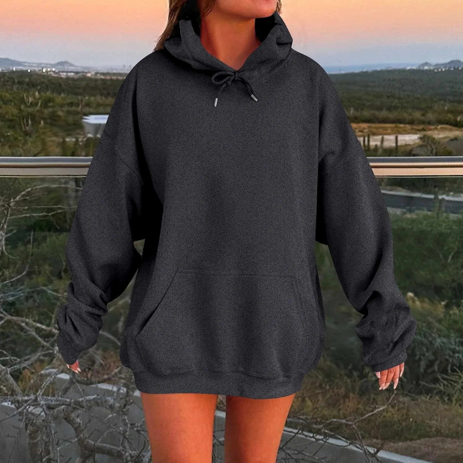 Womens Oversized Hoodies Winter Cute Sweatshirts Pullover 2024 Fashion Tops Trendy Outfits Loose Fit Solid Hoodies