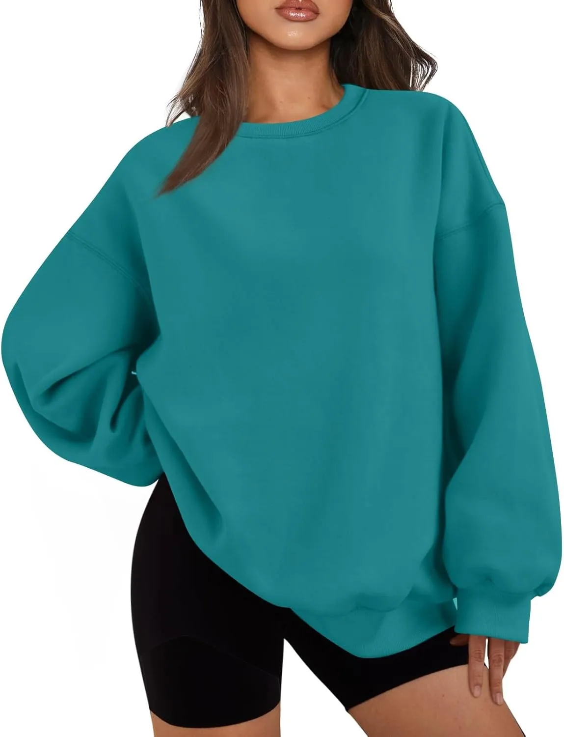 Womens Oversized Sweatshirt Fleece Pullover Comfy Crew Neck Sweatshirt Trendy Y2k Winter Outfits Preppy Clothes