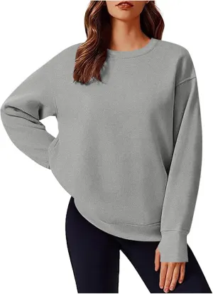 Womens Oversized Sweatshirts Spring Trendy Long Sleeve Crewneck Pullover Tops Casual Comfy Outfits with Thumb Holes