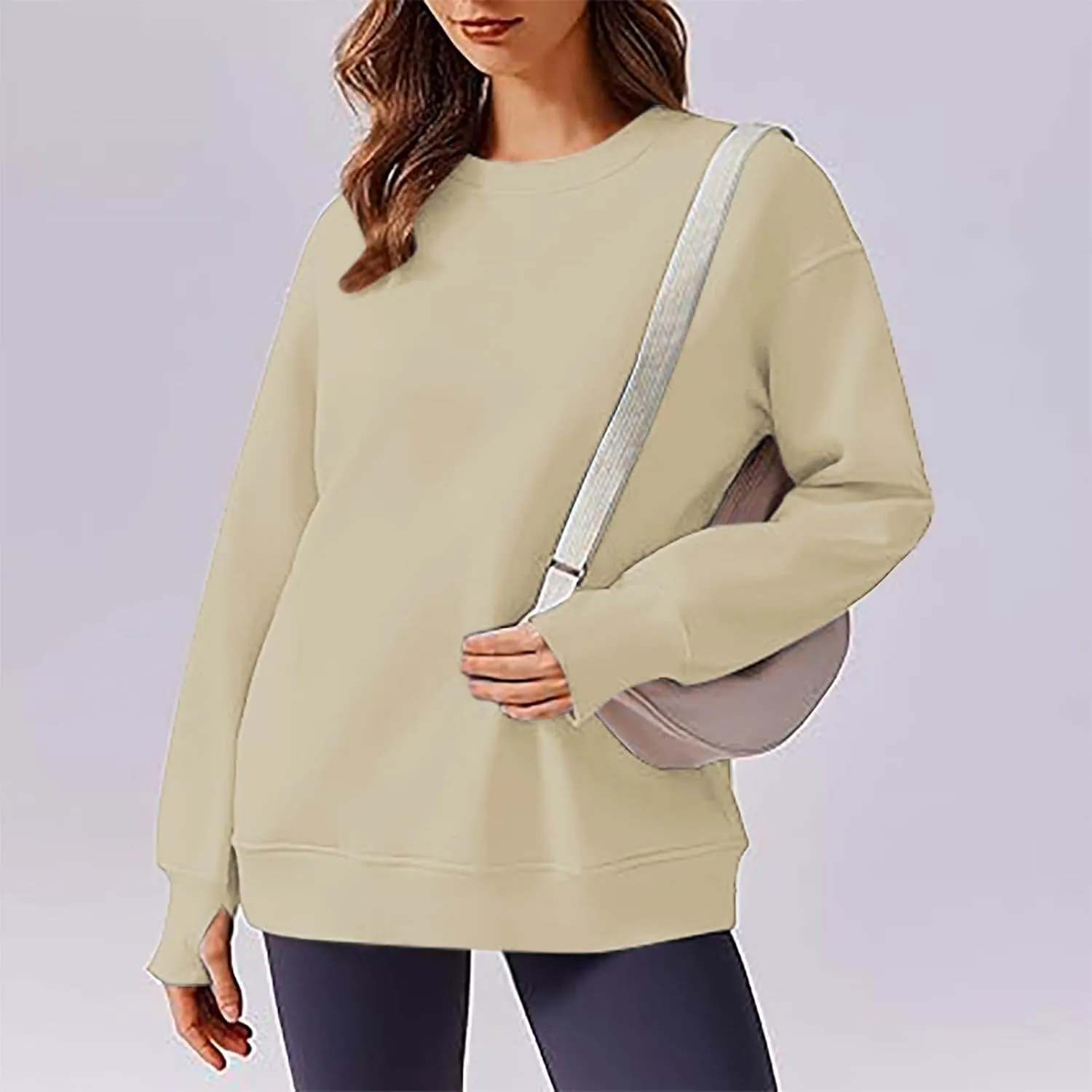 Womens Oversized Sweatshirts Spring Trendy Long Sleeve Crewneck Pullover Tops Casual Comfy Outfits with Thumb Holes