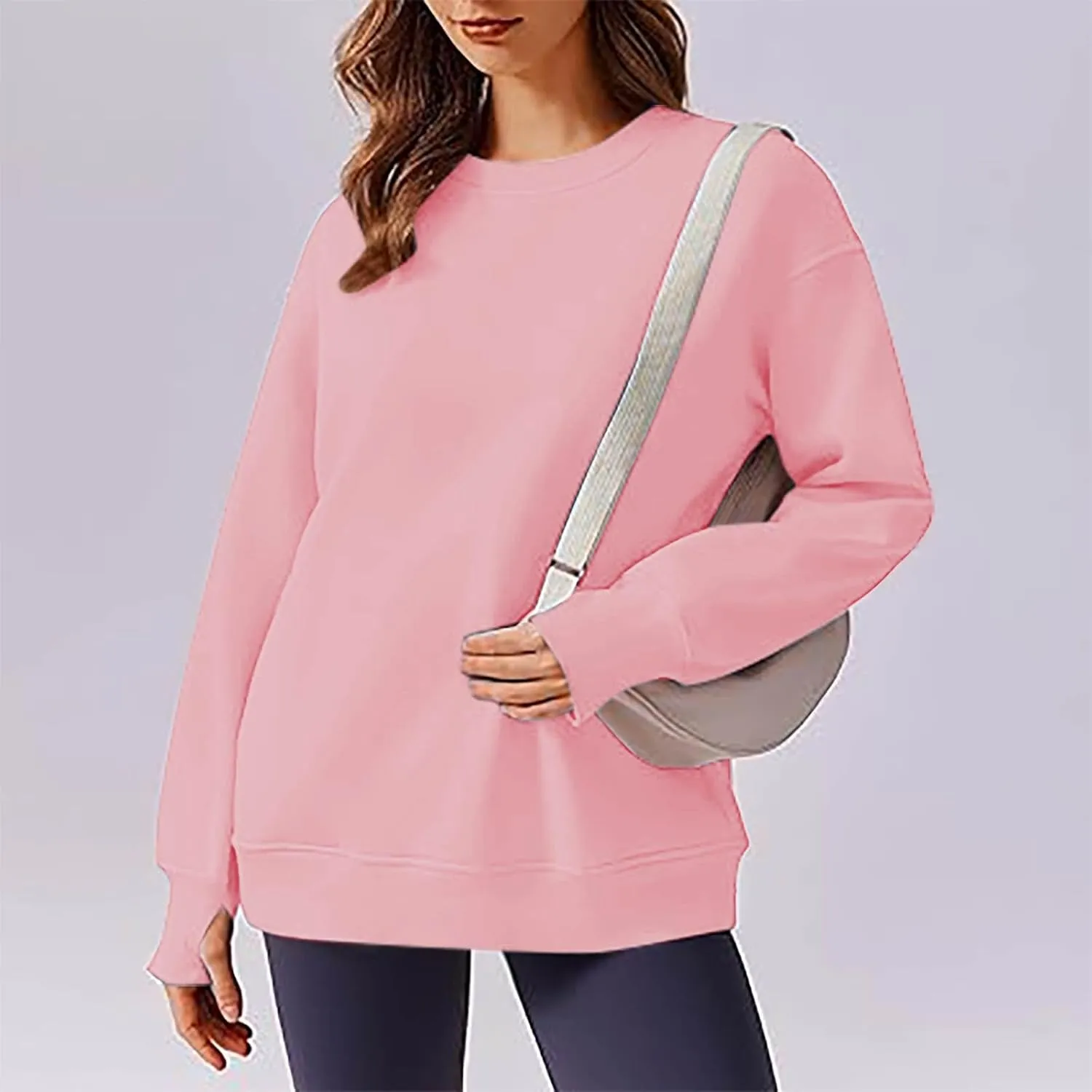 Womens Oversized Sweatshirts Spring Trendy Long Sleeve Crewneck Pullover Tops Casual Comfy Outfits with Thumb Holes